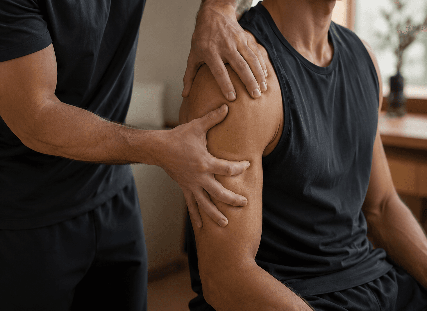 Hands-on manual therapy on an athlete's shoulder at Only Way PT